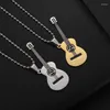 Pendentif Colliers Guitare en acier inoxydable Collier pour hommes Accessoires de guitariste pour femmes Cadeaux souvenirs de musicien