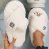 Chinelos Quentes Peludos Mulheres Flip Flops Grosso Fluffy Fur Winter House Home Slides Flat Indoor Floor Shoes 231110