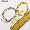 Strand 8 Pieces Flat Chain Bracelet Fashion Round Charms Punk Hip Jewelry 7352