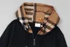 Nuova giacca con cappuccio scozzese patchwork patchwork di qualità B per la famiglia da uomo e da donna, giacca versatile e alla moda, felpa con cappuccio
