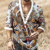 Herren T-Shirts African Dashiki Print T-Shirt Herren Bazin Print V-Ausschnitt Halbarm Mode Leinen Party Bandage Nigeria Kleidung Ankara Casual Top 230408