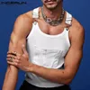 Men's Tank Tops Fashion Men Tank Tops Oneck Solid Color Sleeveless Pockets Suspender Vests Men Skinny Streetwear Sexy Vacation Tops 5XL INCERUN 230410