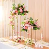 Partydekoration 4 Säulenvasen Hochzeit Mittelstücke für Tische Metall Blumenständer Rack Inweder Gold Hohe Bodenvase Rechteckig