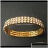 Armbänder 12 Stück Lot 3 Reihen Brautschmuck Elastisch Kristall Strass Stretch Gold Armreif Großhandel Acc Drop Deliv Dhefl