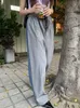 Pantalones de mujer s TWOTYLE moda pierna ancha suelta para mujer cintura alta fruncido vendaje sólido minimalista pantalones mujer primavera ropa 230410