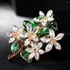 Brooches Classic Multicolor Flower Tree Esmalte Enamel Rhinestone Broches Pin Hijab Scarf Pins Coat Sweater Clips Party Spille