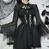 Scarves Dark Gothic Short See-Through Top Women Lace Splicing Tie Burnout Cuffed Blouse In Stock