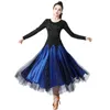 Stage Wear Robe de danse moderne Tango Salle de bal Vêtements de pratique à manches longues Jupe à paillettes Costume élégant et joli femme