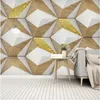 Wallpapers Custom Abstract Geometric Triangle Wood Grain Golden Wallpaper TV Background Wall