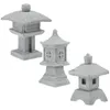 Gardendecoraties 3 stks gesimuleerde Pavilion Tower Lantern Decor Chic Landschap versiering grijs