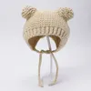 Hårtillbehör Solid Baby Winter Hats For Girls With Bear Ears Knitting Caps Infant Girl Toddlers band Barnvaror