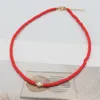 Choker naturligt färskvatten pärlhalsband färgglad mjuk polymer lera pärlor hals handgjorda strand femme smycken tillbehör