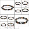 Bracelets porte-bonheur bijoux perles oeil de tigre hématite noir obsidienne pierre Bracelet pour femmes cadeau hommes Pdowy livraison directe Dh1L3