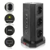 Multipresa verticale multipla Spina elettrica UE Presa Presa a 9 vie Torre Porte USB-C Cavo da 2 m Protezione da cortocircuito contro le sovratensioni video po Dqqc