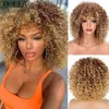 Sentetik peruklar idolla kısa kıvırcık sarışın peruk sentetik afro kinky kıvırcık peruk siyah kadınlar için patlama ile doğal ombre sarışın cosplay peruk yq231110