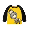 TシャツTuonxy Boy Children'sTシャツ秋の漫画かわいいロバパターンシャツ長袖トップベビー服のためのカジュアルクルーネック2-9y 230410