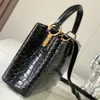 10a Retro espelho de qualidade Bolsa de designer crobody Houlder Pure Women Crocodile Texture Hight de ponta de couro genuíno.1º