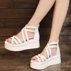 Dress Shoes Sandals Summer Women's Slope With Thick-soled Open Toe Roman Platform Mid-heel Flat