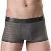 Caleçon Sexy hommes sous-vêtements maille Boxer Transparent Ultra-mince Jockstrap mâle taille basse hommes Shorts culottes Boxershorts