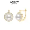 Ear Cuff Anziw French Vintage Hoops 7mm Freshwater Pearl Earrings Silver 925 Sterling Earring Wedding Jewelry for Women Gifts 231108