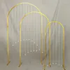 Party Decoration 3pc/Set Wedding Arch With Bead Curtain Gold-plated Shiny Balloon Flower Background Birthday Road Lead