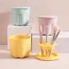 Colorful Macaron Packaging Silicone Makeup Brush Container Washing Cup Portable Makeup Brush Cleaner Storage Tool