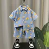 Kleidungssets Kinder Sommermode Kleidung Denim Set Kinder Jungen und Mädchen Cartoon T-Shirt Shorts 2 Teile / Set Baby- und Kleinkinder Sportbekleidung 1-6 Jahre 230410