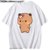 Herr t-shirts söta dudu kastades flip t-shirts floppar av bubu eftersom han retar bubu grafisk skjorta kawaii panda björn kvinnor män 100% bomullstier 4103