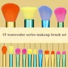 15 pièces outils de maquillage colorés pinceaux de maquillage 15 pièces/ensemble arc-en-ciel fond de teint poudre Contour fard à paupières pinceaux 50 ensemble