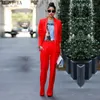 Женские женские брюки куртка Red Women Business Suits Blazer Женская офисная форма 2 женского зимнего формального костюма брюк