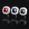 Cluster ringen zilver S925 originele Lab gemaakt 12 12mm Sugar Tower Emerald Ruby Sapphire ring voor vrouwen vintage sieraden Moederdag verjaardag