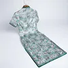 Etnische kleding oversized 4xl groene qipao bloemen jurken traditionele Chinese dame midden lengte zijden avondjurk brocade nieuwigheid cheongsam