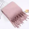 Scarves 2023 Solid Thick Cashmere Scarf for Women Large Wool Blanket Pashmina Winter Warm Shawl Wraps Bufanda Female With Tassel 231110