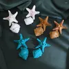 Dangle Earrings Natural Conch Shell Colored Spray Painted Hawaiian Holiday Style Starfish