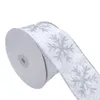 Geschenkpapier, 5, 10, 25 Yards, Rolle, 6 m, weißes Schnee-Satinband mit Drahtrand für Weihnachtsdekorationen, Verpackung, DIY-Schleifenzubehör 2279 231109