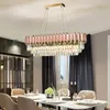 Kroonluchters led kunst deco roze gouden roestvrijstalen kristallen kroonluchter hanglamp verlichting glansvorm voor foyer