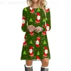 Eenvoudige casual jurken Rode kerstfeestjurken voor dames Winter Kerstmis Sneeuwpopprint A-lijn jurk Casual Schattig Losse oversized jurk met lange mouwen 231110