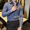 Mannen Casual Shirts 2023 Herfst Mode Revers Shirt Mannen Lange Mouw Effen Kleur Slim Fit Zakelijke Jurk Sociale Feestkleding