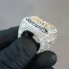 2023 estilo pessoal personalizado anéis gelados joias masculinas 14k ouro sólido em dois tons completo com anéis de diamante de moissanite