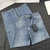 금속 배지 데님 바지 브랜드 브랜드 여성 디자이너 청바지 고급 숙녀 Jean Pant Streetwear