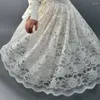 Girl Dresses White Lace Simple Flower Dress For Wedding Puffy Full Sleeves Kids Birthday Floor Length First Comnunion Gowns