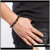 Perlenstränge Armbänder Schwarzer Onyx mit natürlichem Hämatit Stein Tigerauge Strang Wrap Buddha Armreifen Jude Drop Delivery Schmuck Dh1Wk