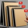 Anteckningar Spiral Art Notebook Kraft Paper Blank 160GSM Hard Cover School Supplies Pencil Drawing Stationery 230408