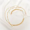 Anhänger Halsketten 2023 Vintage Boho Mode Gold Farbe Kristall Stern Faux Perle Geometrie Halskette Für Frauen Einfache Kette Choker Schmuck geschenk