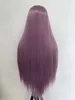 Парики на шнурке и модные парики Длинные прямые волосы фиолетового цвета из синтетического волокна спереди, наполовину плетенные вручную головные уборы