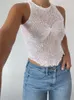 CAMISOLS TANKS TOSSY MESH LENCILA VENDO VENDO DE CARTO FOTO MULHERES MULHERES CROLT GLITTER GLITTE CASual Streetwear Hollow Out Slim Top Top 230410