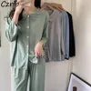 Women's Sleepwear Pajama Sets Women Fashion Daily Turn-down Collar All-match Autumn Arrival Minimalist College Homewear Long Sleeve Vintage