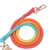 Hondenhalsbanden Riemen 1 stuk Kleurrijke riem Rond Katoen Hondenriem Schattig Regenboog Huisdier Lange riem Voor buiten Hondentrainingsriem Nylon 231110