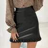 Skirts Women's Fashion Punk Club Clothes Night Party A-line Skirt Faux Leather High Waist Ladies Folding Zipper Skinny Pencil