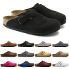 Sandalias de diseñador Mujeres Hombres Zapatillas de piel de oveja Arizonas Mayari Kyoto Head Pull Cork Gamuza Mocasines de cuero Plataforma con forma de placa Zapatos planos de playa